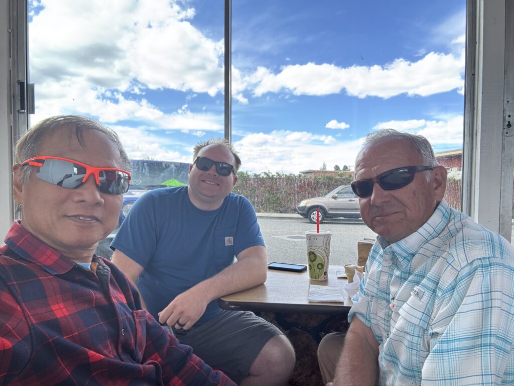 having lunch at the Mono Cone in Lee Vining, CA.