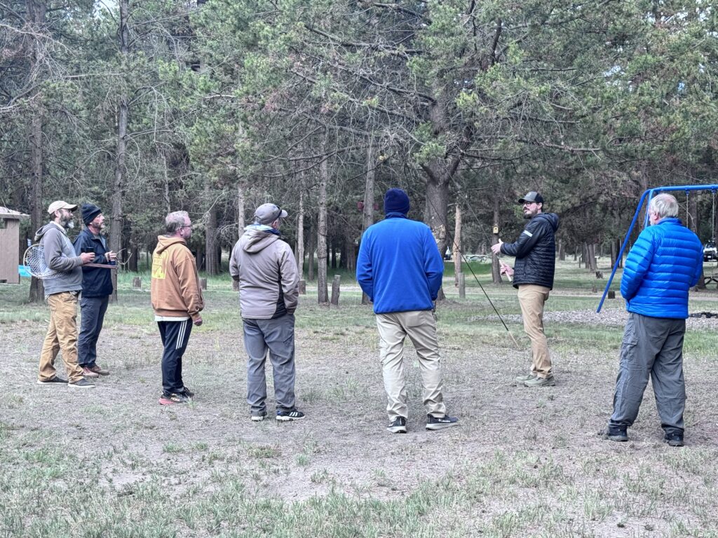 Brent Auger is giving a fish landing for large fish techniques at the Tenkara Bug Out 2026.